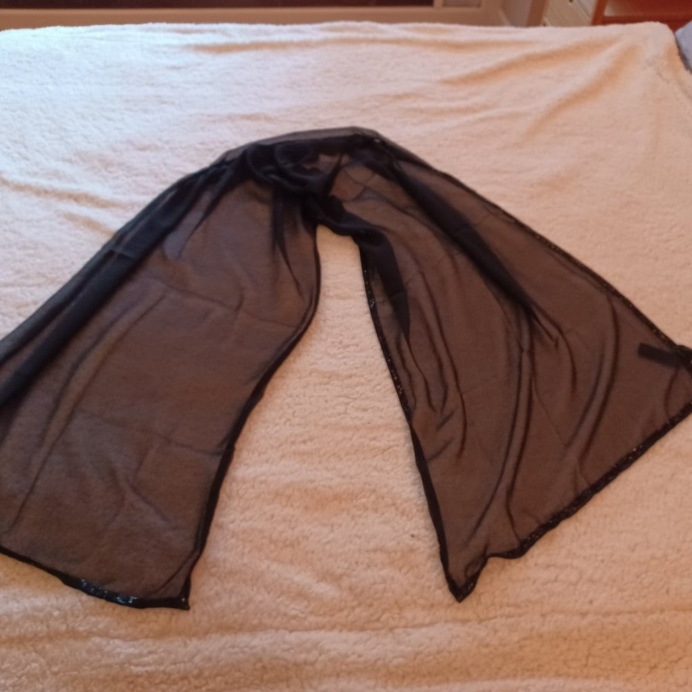 Kenneth Cole Black Scarf w/ Beaded Border - New